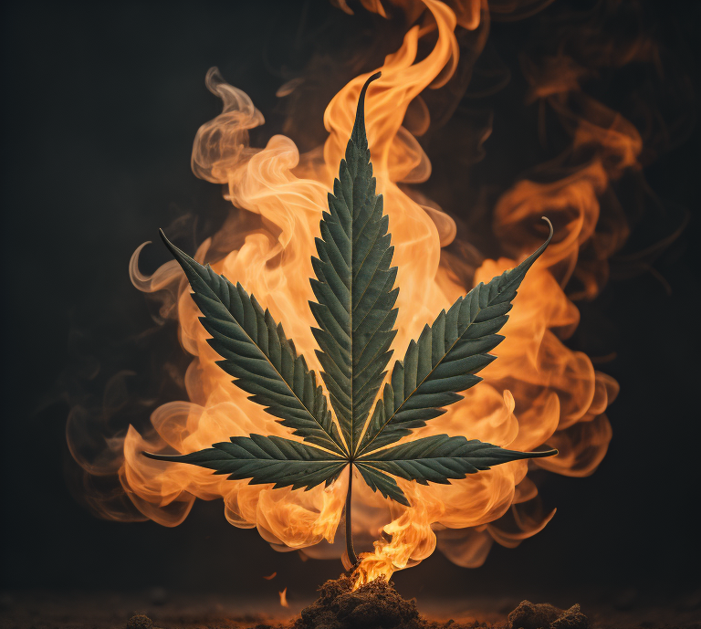 cannabis florida marijuana leaf on fire