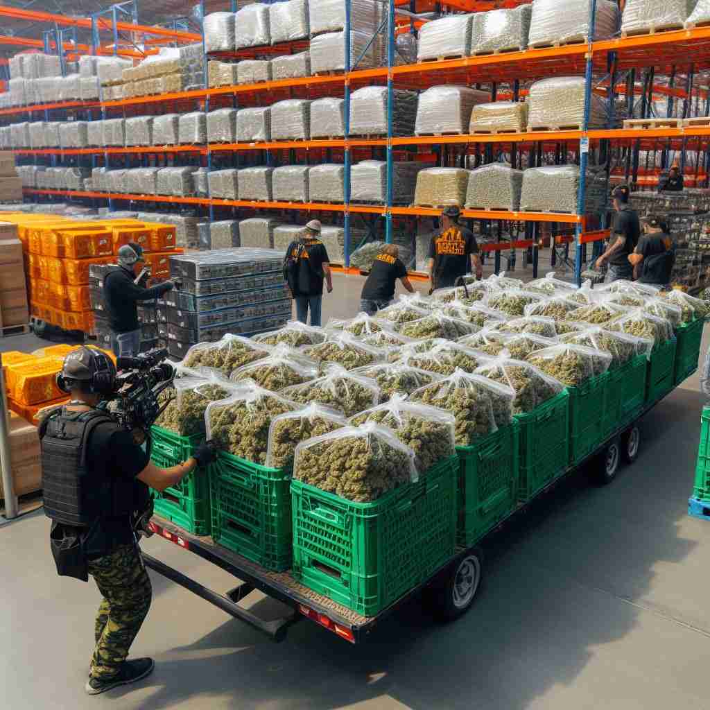 wholesale weed california, inside a warehouse of marijuana cannabis