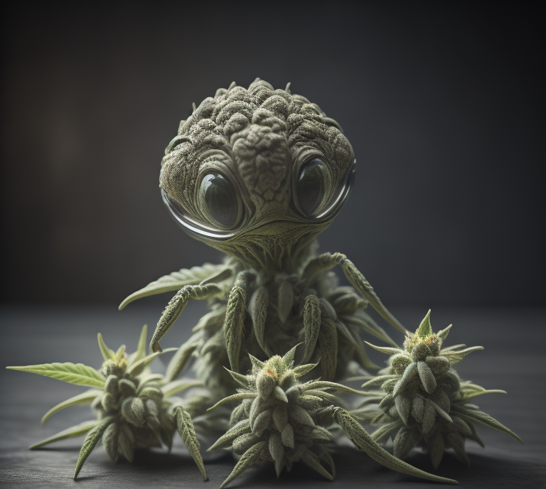 buy weed gummys online with an alien made of marijuana
