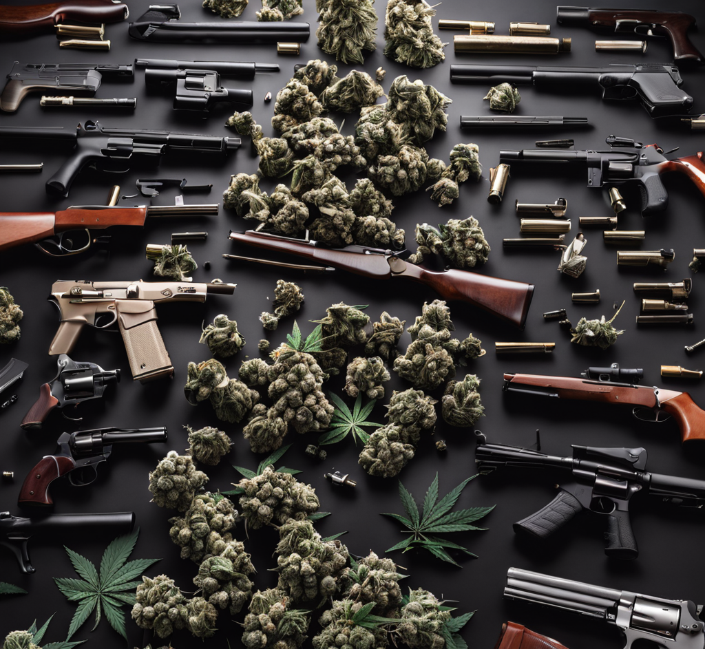 wholesale cannabis california with guns and marijuana flower